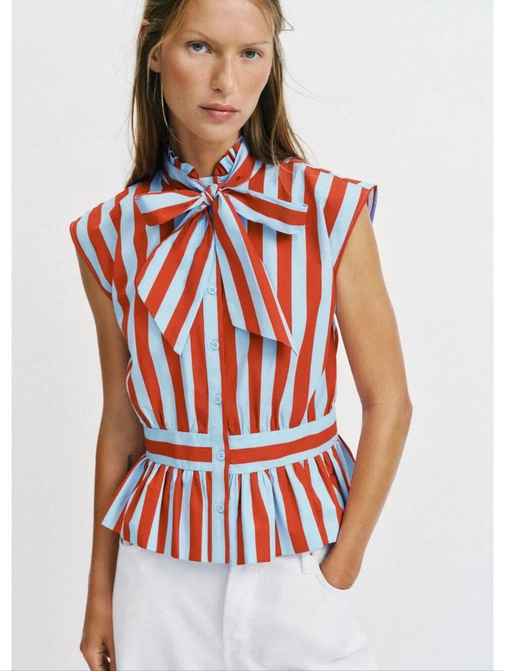ZARA KNOTTED STRIPED BLOUSE